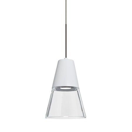 Besa Lighting Timo 6 Cord Pendant, Clear/White, Bronze Finish, 1x9W LED 1XT-TIMO6WC-LED-BR
